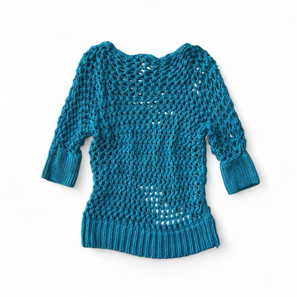 Tops - Chicos Blue Crochet Top